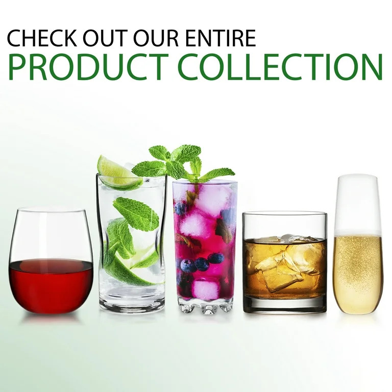 Bravario Unbreakable Plastic Drinking Glasses 11 oz | Dishwasher Safe Shatterproof 100% Tritan Wa... | Walmart (US)