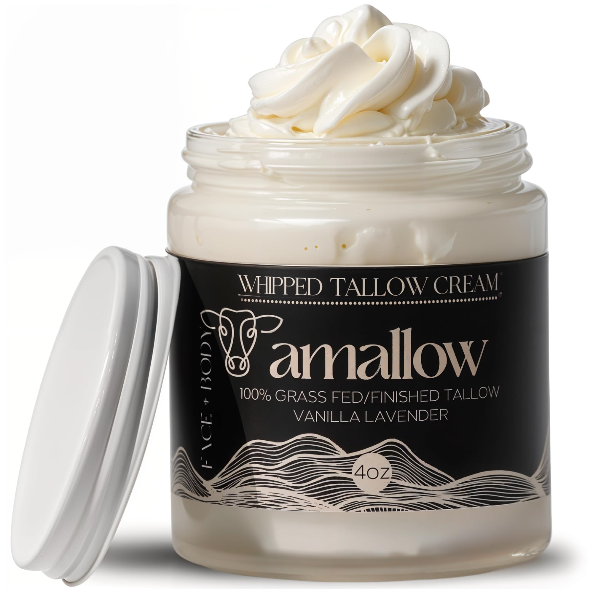 Vanilla Lavender Whipped Moisturizer, 4 FL. oz. | 100% Grass Fed Beef Tallow for Skin Care, Face + Body, Natural Lotion | Amazon (US)