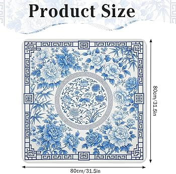 Britimes Mahjong Mat with Black Carrying Bag Big Floral Blue Vintage Non-Slip Noise Reduction Gam... | Amazon (US)