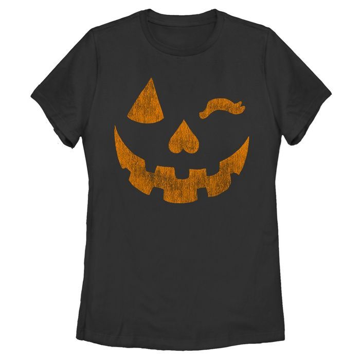 Women's Lost Gods Halloween Jack-o'-Lantern Wink T-Shirt | Target