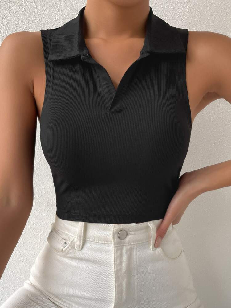 Solid Ribbed Knit Tank Top | SHEIN
