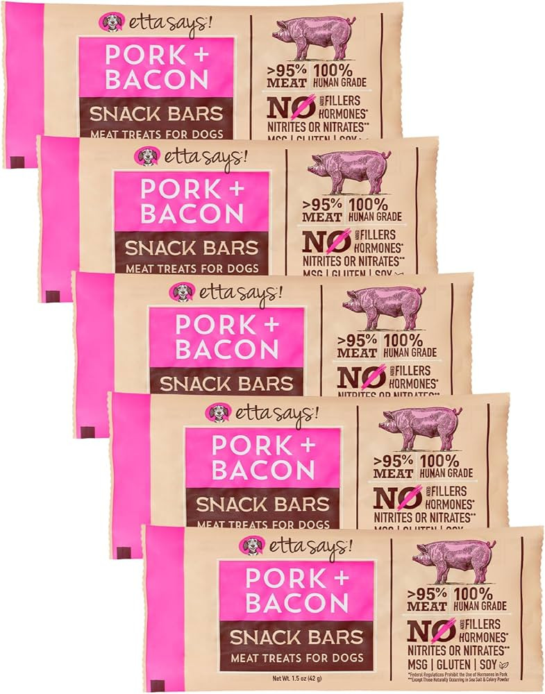 etta says! Pork + Bacon Snack Bars - Premium All Natural Meat Treats for Dogs - Human Grade - Mad... | Amazon (US)