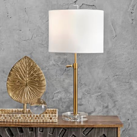 Gold 26-inch Crystal Industrial Staff Table Lamp | Rugs USA