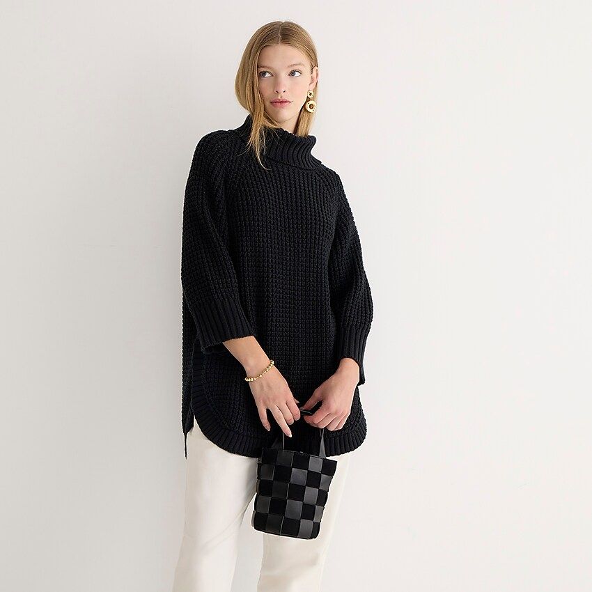 Turtleneck cotton poncho | J.Crew US