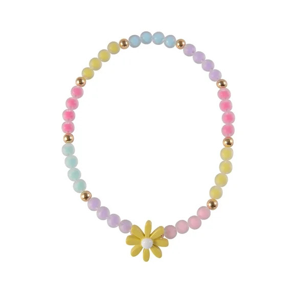 Wonder Nation Female Frosted Actylic Multi Beads Flower and Bow Neck & Bracelet Set | Walmart (US)