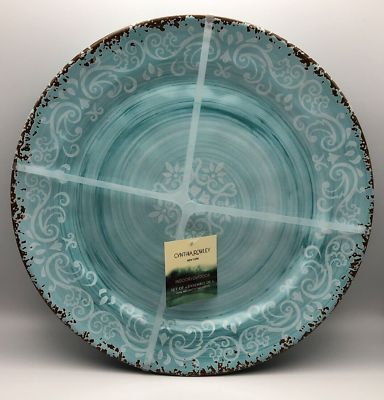 CYNTHIA ROWLEY MELAMINE Crackle Turquoise Swirl Dinner Plates 11" NEW (Set of 4)  | eBay | eBay US