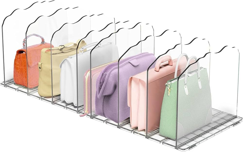 Purse Organizer for Closet, Adjustable Acrylic Shelf Dividers for Closet Organization, Clear Hand... | Amazon (US)