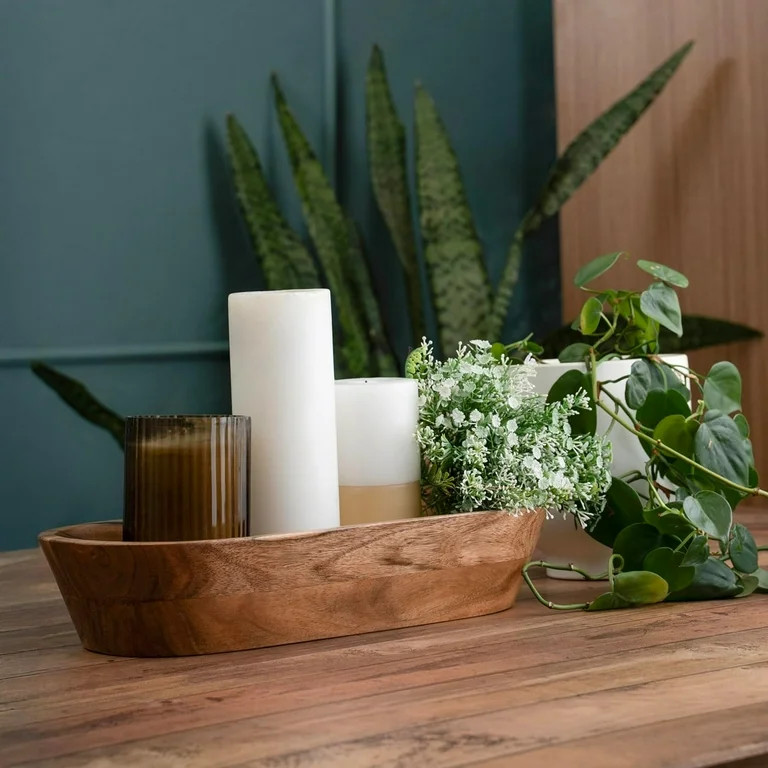 Wooden Dough Bowl – Handmade Decorative Bowls for Home Decor, Bathroom, Kitchen Counter & More ... | Walmart (US)