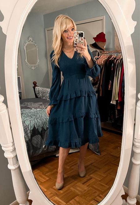 Real tiered midi dress available in other colors wearing my usual size small - Thanksgiving dress - Thanksgiving outfit - fall dress - holiday dress - Amazon Fashion - Amazon Finds - Amazon 

#LTKHoliday #LTKunder50 #LTKSeasonal