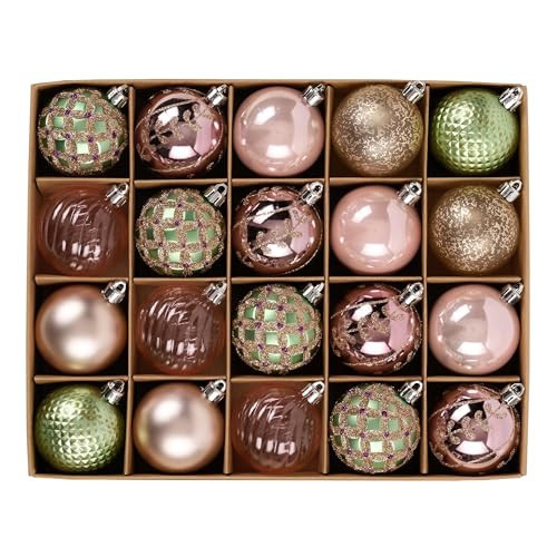 DecorbyHannah Pink Green Christmas Ornaments, 20ct 2.36 inch Shatterproof Pastel Christmas Tree Decorations, Decorative Hanging Ball Bulk for Xmas Home Party Holiday Table Decor | Amazon (US)