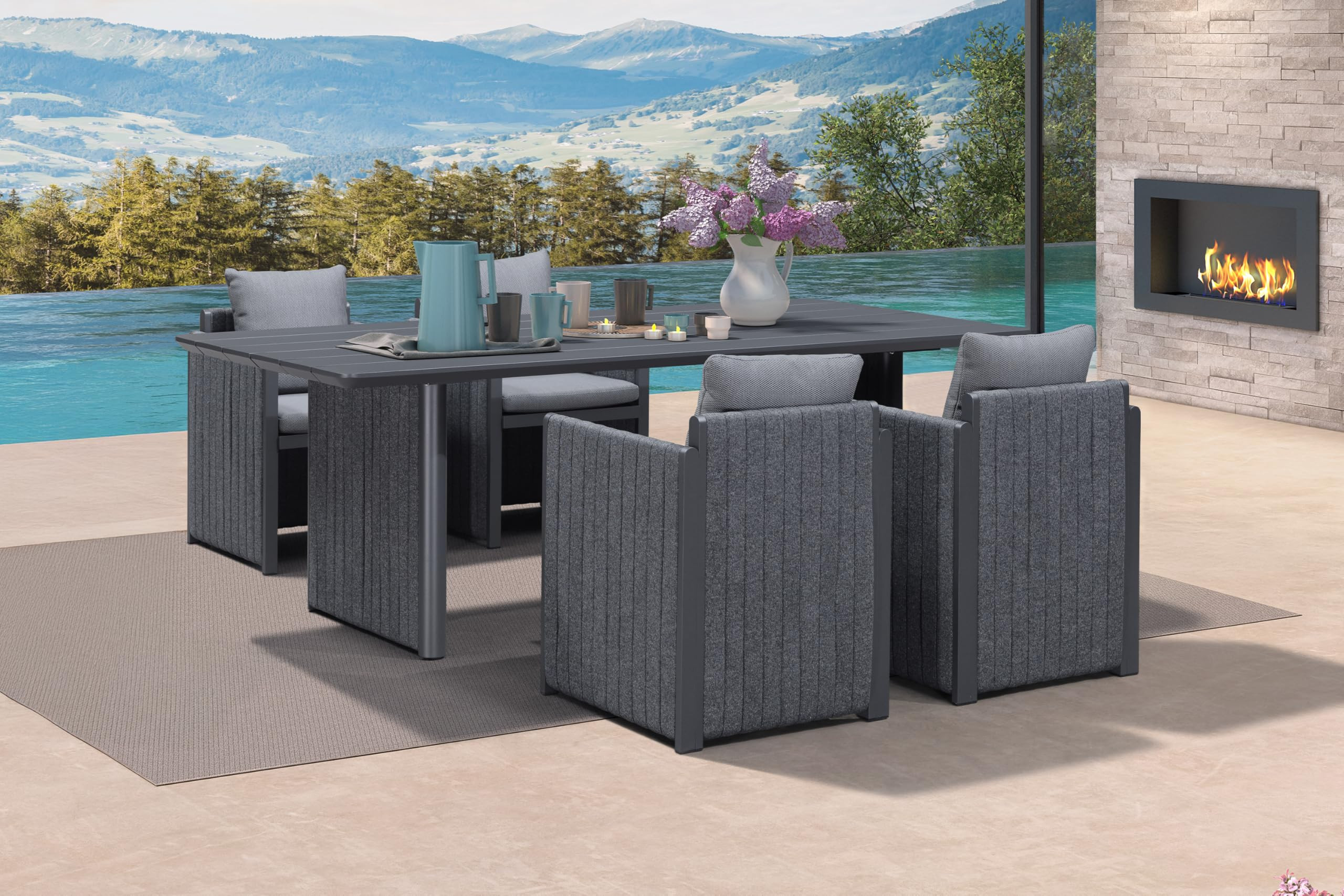 PURPLE LEAF 5 Pieces Patio Dining Set All-Weather Modern Outdoor Rectangular Aluminum Dining Tabl... | Amazon (US)