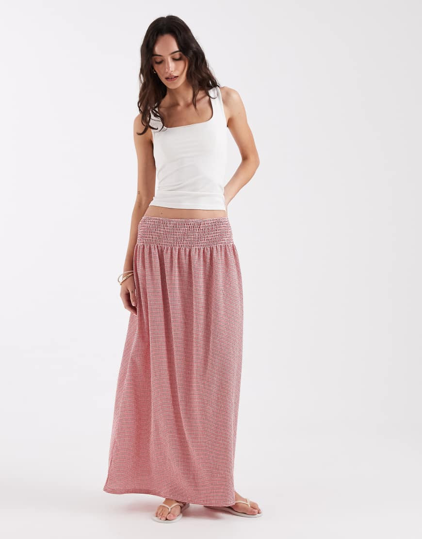 ONLY maxi skirt in red gingham | ASOS (Global)