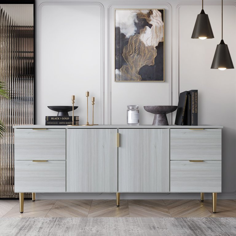 Castle Place Comtemporary Sideboard Accent Cabinet, Light Grey | Walmart (US)