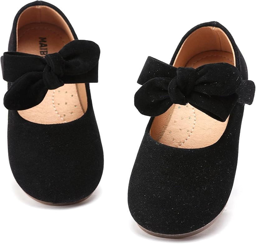 Aellons Baby Girl Bowknot Shoes Mary Jane Walkers Non-Slip Princess Wedding Dress Flats | Amazon (US)