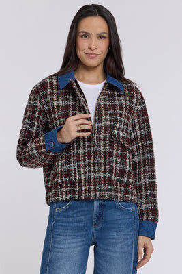 Tweed Baseball Jacket - Black Multi | NYDJ