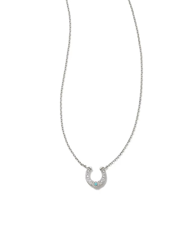 Noble 14k White Gold Horseshoe Short Pendant Necklace in Turquoise | Kendra Scott