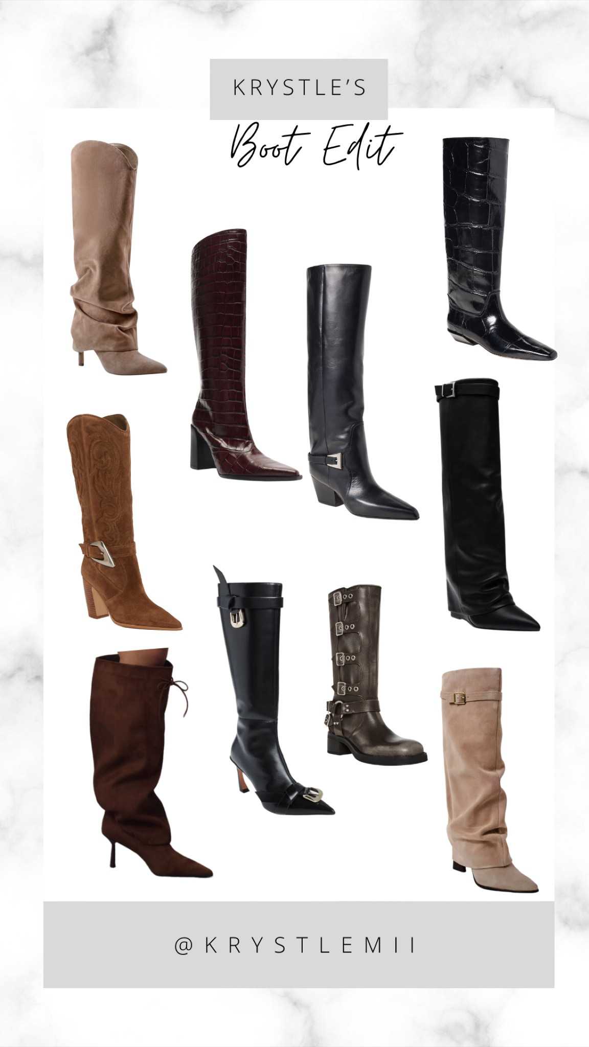 Boot styles that would great additions to your wardrobe. Whether you like slouchy, a stacked heel, a short biker, a sleek stiletto, or a cute kitten, I’ve got you covered! 👢I’ve linked more than what is pictured! 😊