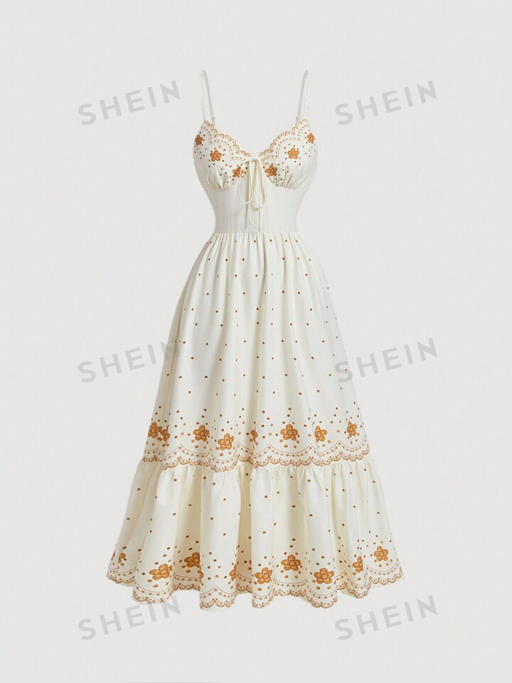 SHEIN MOD Printed Pattern Maxi White Sleeveless Dress | SHEIN