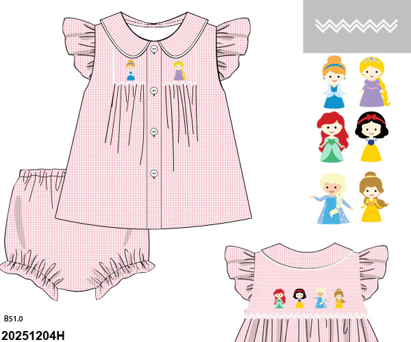 PRE SALE SHIPS JULY: Smocked Princess Bloomer Set | Tutti Frutti Kids Co
