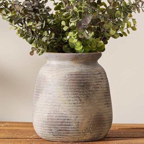 Ceramic Flower Vase, 7.48" Rustic Vases Home Decor Farmhouse Vintage Pampas Decorative Pottery Clay Vases for Table Living Room Bookshelf Entryway Kitchen Bathroom Bedroom | Amazon (US)
