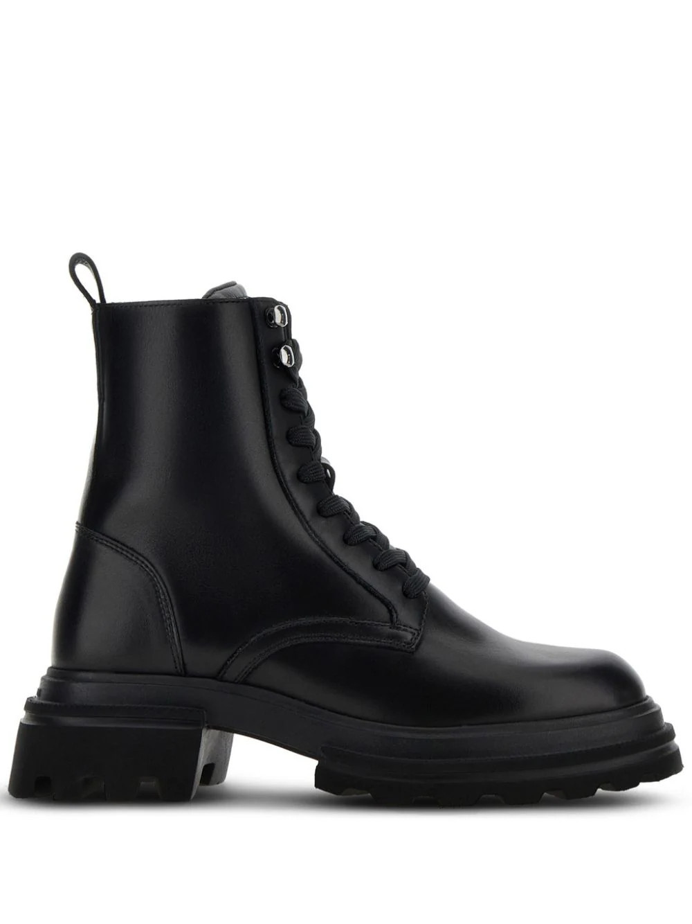 Hogan leather combat boots - Black | Farfetch Global