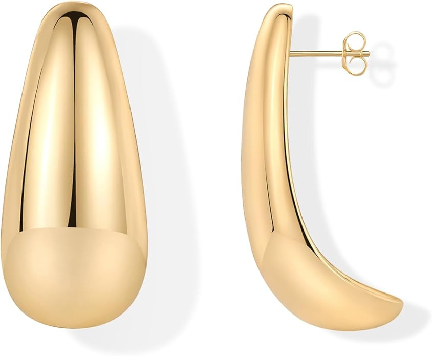 PAVOI 14K Gold Plated Sterling Silver Posts Statement Chunky Drop Dangle Earrings for Women | Dom... | Amazon (US)