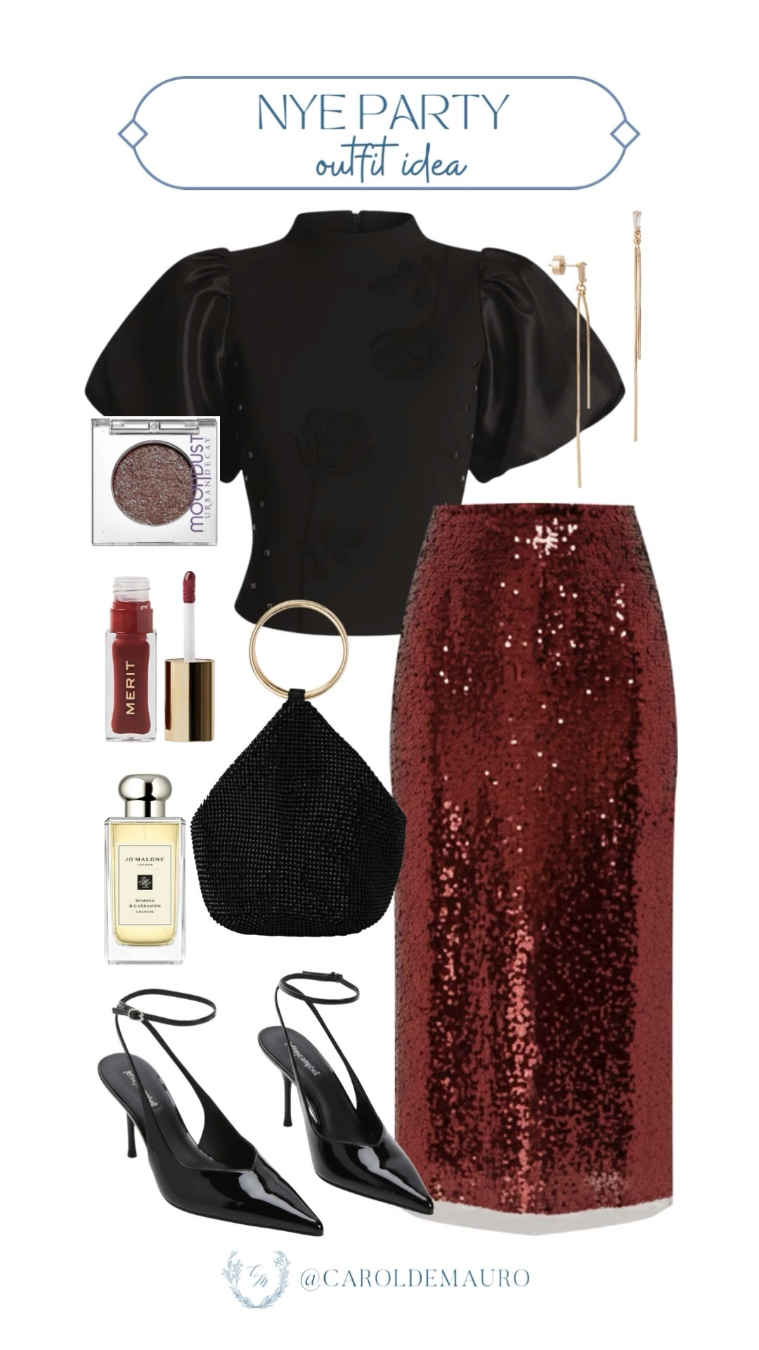 Getting ready for the countdown with this NYE party outfit idea! Look at that stunning red sequin skirt and a black satin puff-sleeve top. Accessorize with sleek black heels, a matching rhinestone clutch, and long gold earrings.

party outfit, sparkle and shine, formal wear, holiday glam, evening wear, sequin season, nightout style, red and black

#LTKBeauty #LTKFindsUnder100 #LTKSeasonal