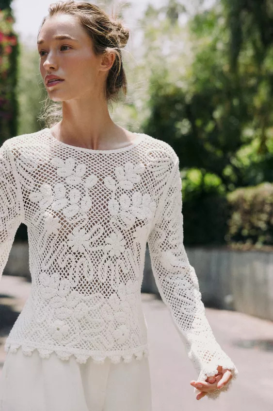 EMBROIDERED LACE TOP | Zara US