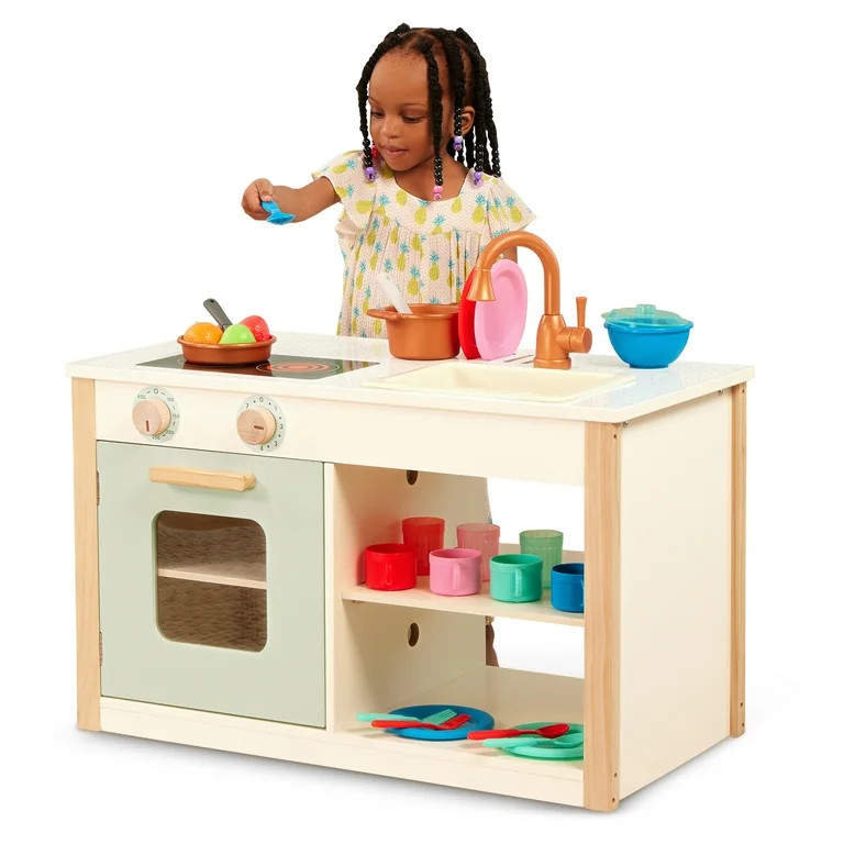 Battat Two n' One Wooden Kitchen Café with Dishes and Chalkboard, Toddler and Preschool Toys | Walmart (US)