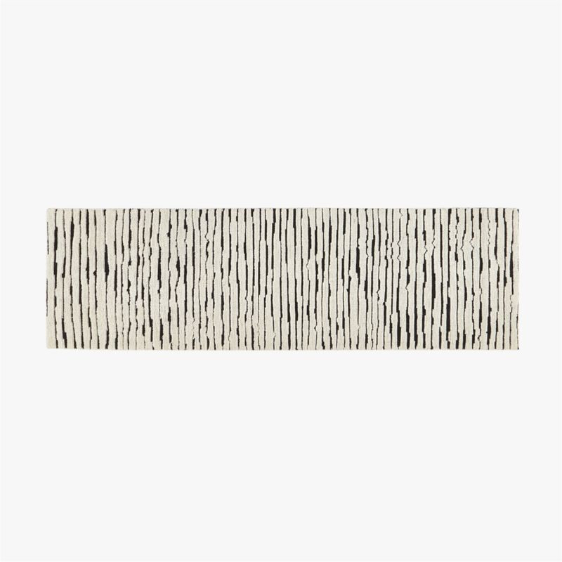 Levi Modern Handknotted New Zealand Wool Black and White Hallway Runner Rug 2.5'x8' | CB2 | CB2