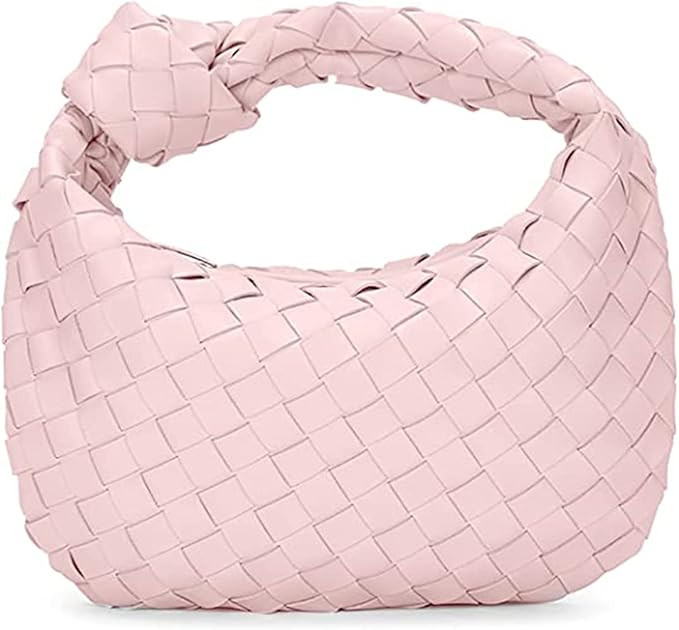 Woven Handbag for Women - PU Soft Leather Shoulder Bag Hobo Handmade Bag with Zipper Fashion Mini... | Amazon (US)