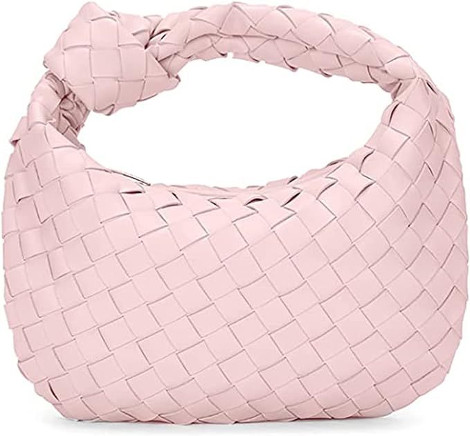 Woven Handbag for Women - PU Soft Leather Shoulder Bag Hobo Handmade Bag with Zipper Fashion Mini... | Amazon (US)