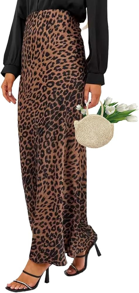 Jupe en satin imprimé léopard, taille haute, imprimé léopard, élégante, sexy, taille haute,... | Amazon (FR)
