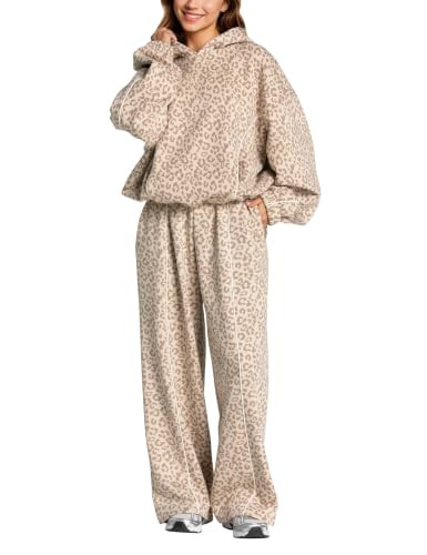 Meladyan Women\u2019s Sweatsuits 2 Piece Set Leopard Oversized Hoodie Outfits | Amazon (US)