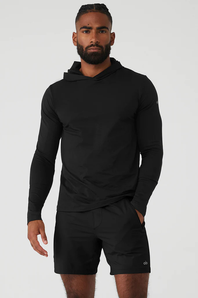 Conquer Reform Long Sleeve With Hood - Black | Alo Yoga (US)