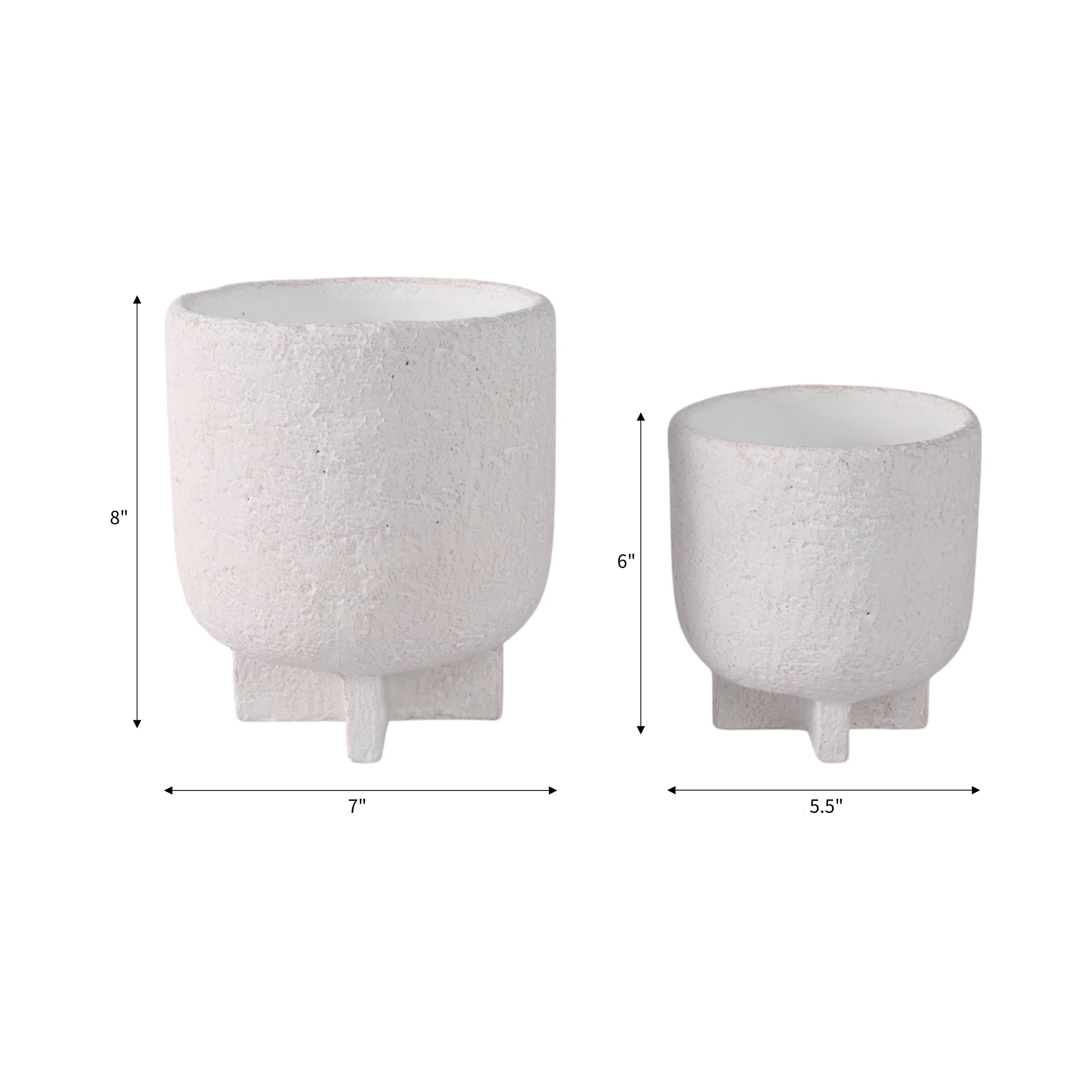 Planters Pottery And Cement Textured Finish For Home Or Garden Use Set Of 2 - 8", 6" White (Set o... | Wayfair North America