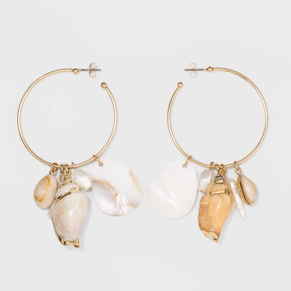 Shell Hoop Earrings - A New Day™ Gold | Target