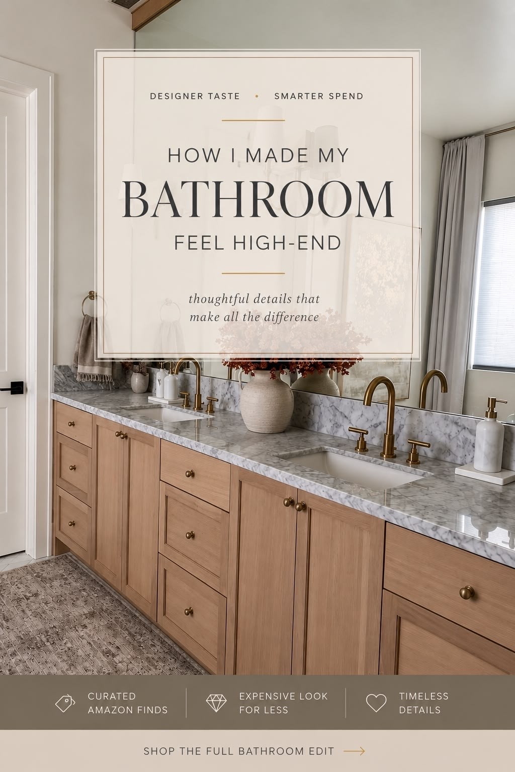 The little details are what made this bathroom feel so much more elevated ✨

I focused on warm brass finishes, layered textures, timeless neutrals, and designer-inspired pieces that completely changed the look of the space without making it feel overly trendy.

These are the bathroom finds I’d buy again for that high-end, custom feel 🤍
@Wayfair 

 #LTKU #LTKHome #LTKSaleAlert