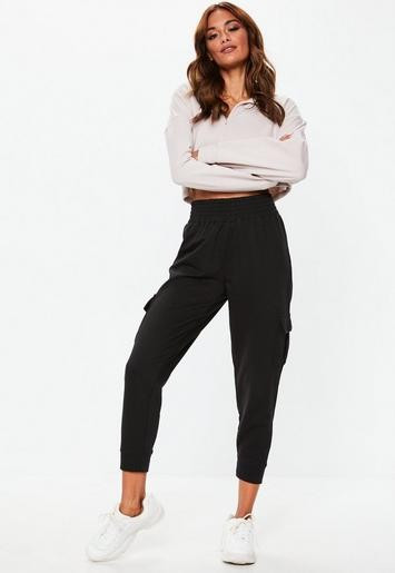 Black Loopback Cargo Joggers | Missguided (US & CA)