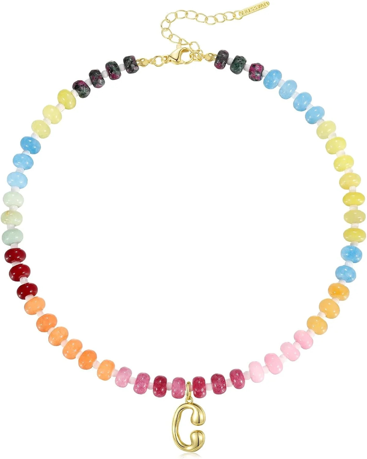 Women  Initial Colorful Beaded Gemstone Choker    Natural Stone Summer Beach Handmade Jewelry Gif... | Walmart (US)