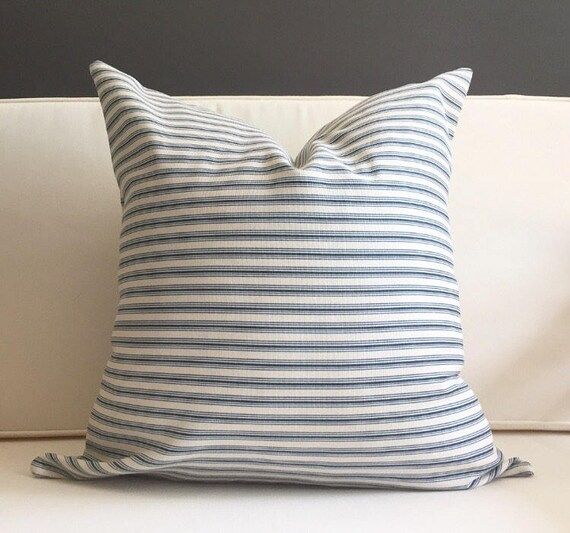 Navy and Cream Ticking Stripe Pillow, DINA | Etsy (CAD)