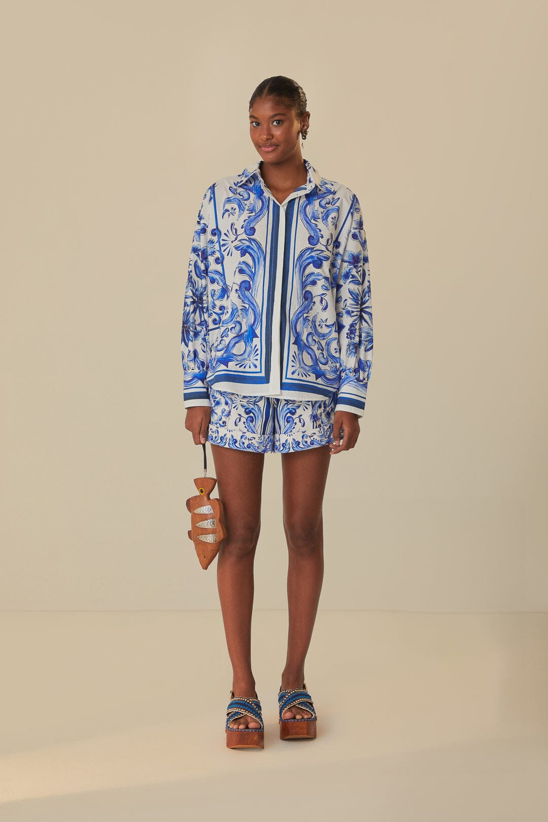 Garden Tiles Plaid Shorts | FarmRio (US)