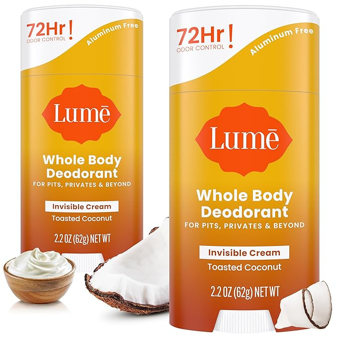 Lume Whole Body Deodorant - Invisible Cream Stick - 72 Hour Odor Control - Aluminum Free, Baking ... | Amazon (US)