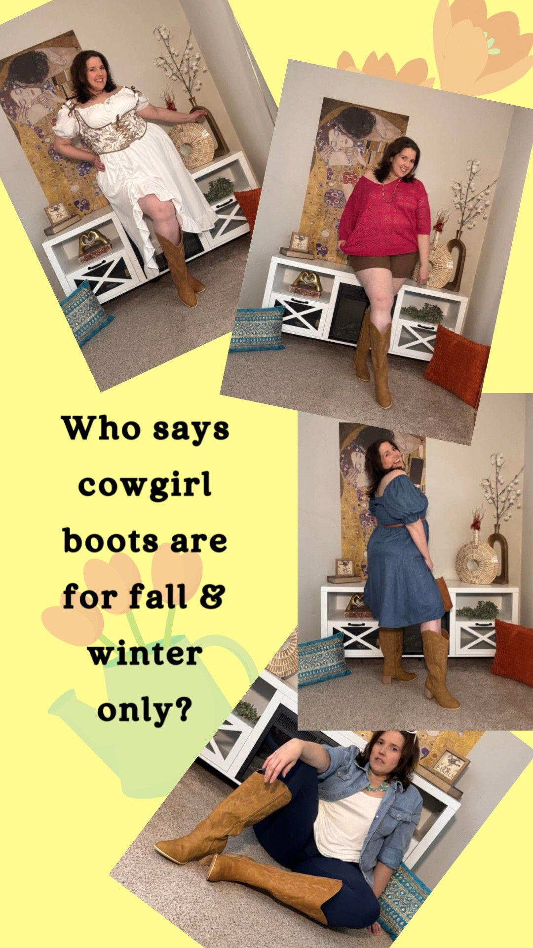 Looking for a nice pair of cowgirl boots that actually fits? 

Then you need these extra wide calf cowgirl boots! Especially designed with the plus size body in mind. So cute and girly! 

Check them out now! 

#LTKPlusSize #LTKTall #LTKSeasonal