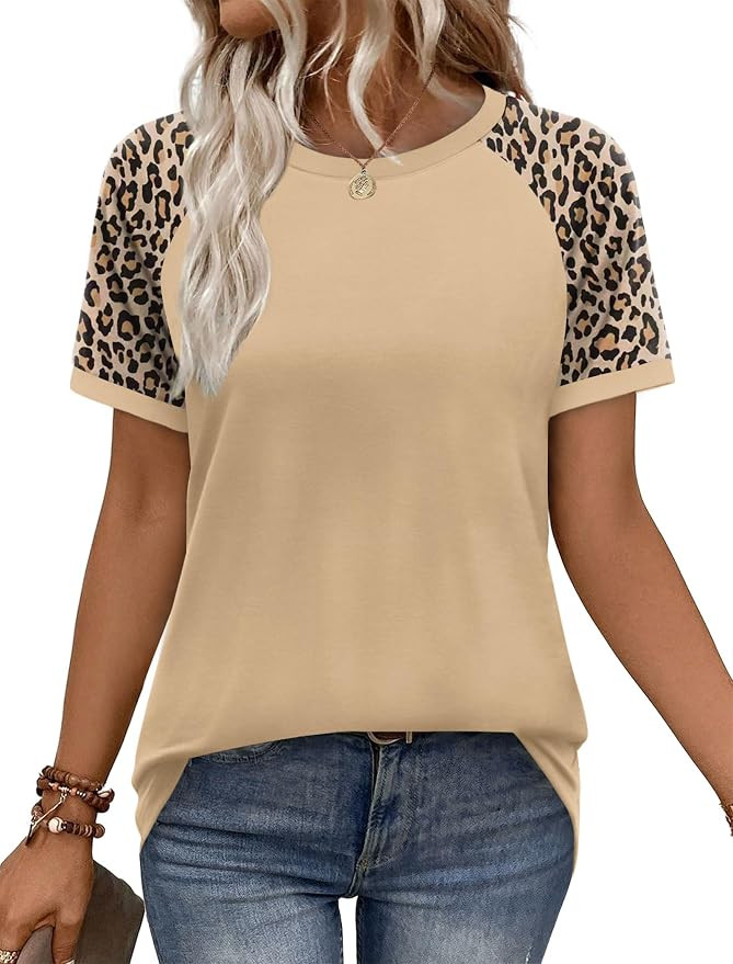 WIHOLL Womens Summer Tops Color Block Short Sleeve Raglan Shirts Spring Fashion Clothes Vacation ... | Amazon (US)