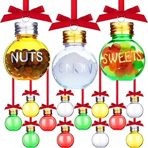 12 Pieces Christmas Drink Balls Fillable Baubles Christmas Tree Ornaments Balls with Letter Stick... | Amazon (US)