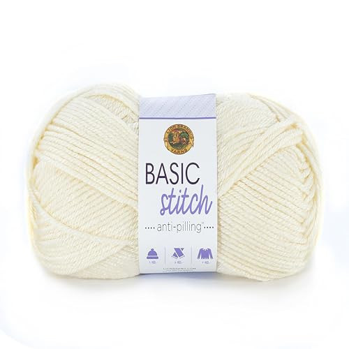 Lion Brand Yarn Basic Stitch Anti-Pilling Knitting Yarn, Yarn for Crocheting, Ecru, 185 yards (Pack of 1) | Amazon (US)