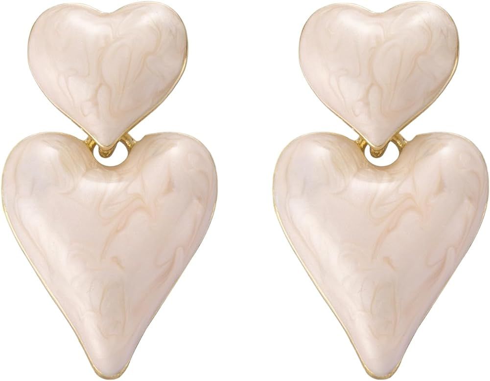 SELOVO Enamel Heart Drop Earrings Gold Tone for Women Girls | Amazon (US)