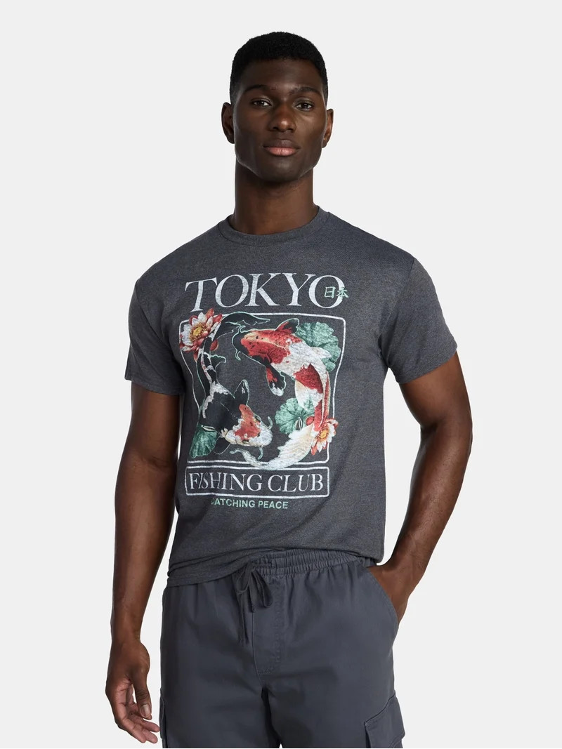Humor Men's and Big Men's Tokyo Fishing Club Graphic Tee with Short Sleeves, Size S-3XL | Walmart (US)