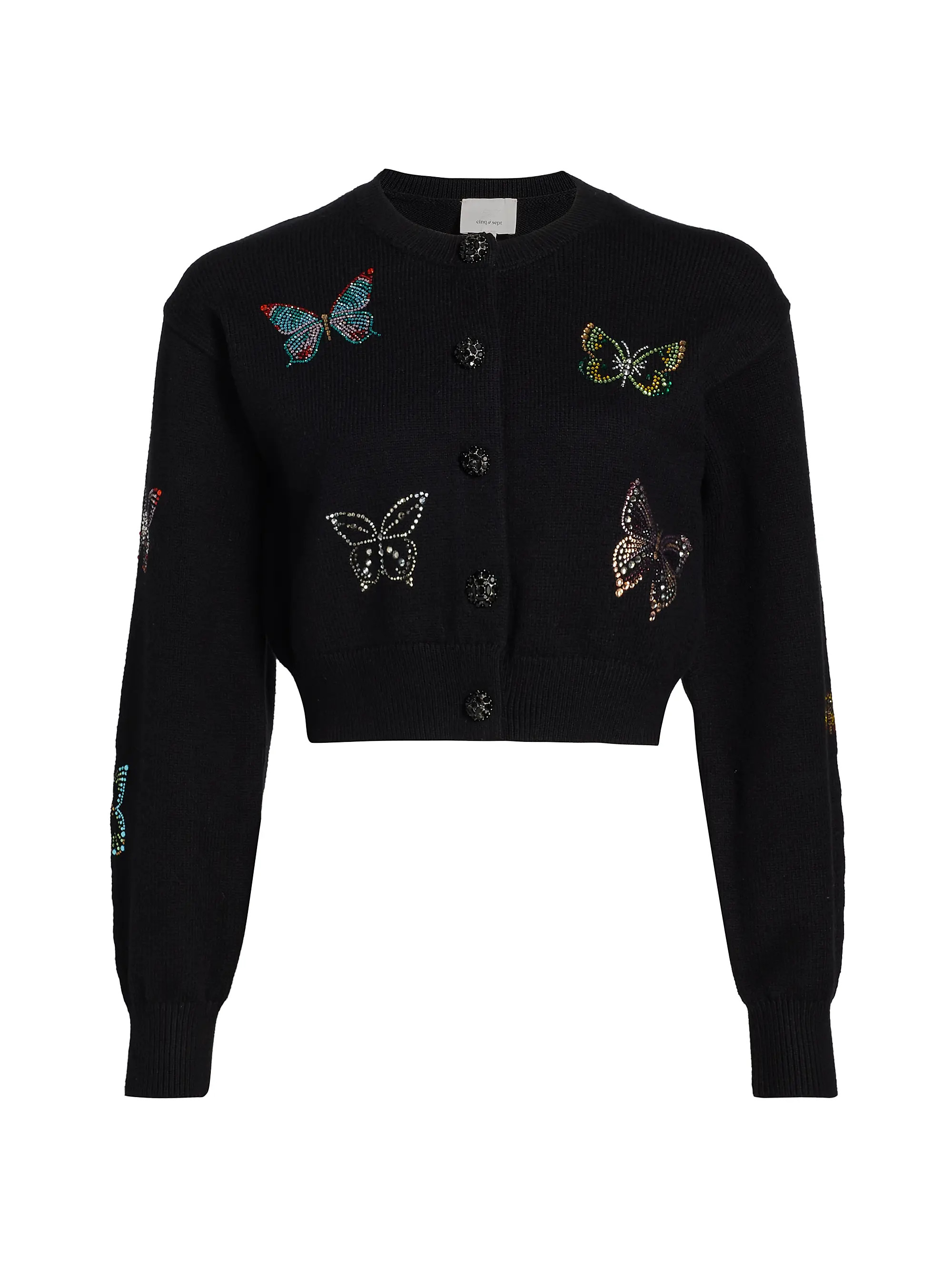 Lisette Butterfly Crystal-Embellished Cotton-Blend Cardigan | Saks Fifth Avenue